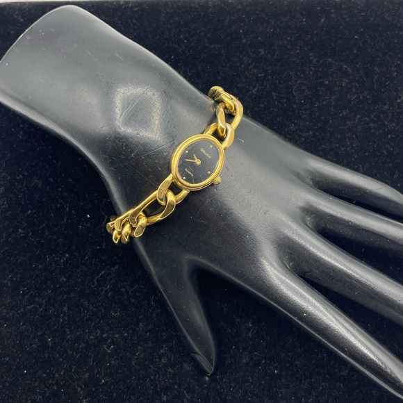 Gruen Accessories - Vintage Gruen Gold Tone Ladies Chain Wristwatch